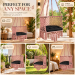 JULJULIA Pink Macrame Hanging Swing Chair