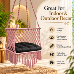 JULJULIA Pink Macrame Hanging Swing Chair