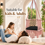 JULJULIA Pink Macrame Hanging Swing Chair