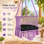 JULJULIA Purple Macrame Hanging Swing Chair