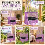 JULJULIA Purple Macrame Hanging Swing Chair