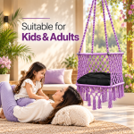 JULJULIA Purple Macrame Hanging Swing Chair