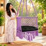 JULJULIA Purple Macrame Hanging Swing Chair