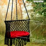 Buy C-Shape Hammock Swing – Rectangle Hanging Swing for Adults & Kids | Sturdy Cotton Jula with Cushion for Balcony & Outdoors - Black