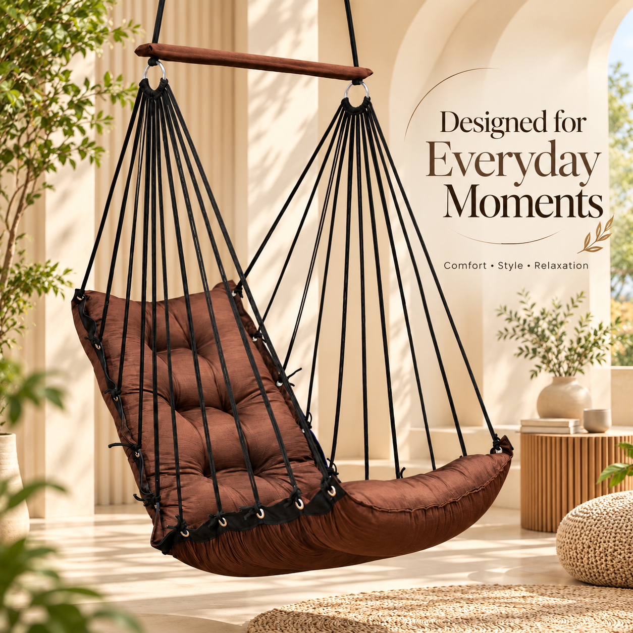 Brown Hanging Swing Chair for Home