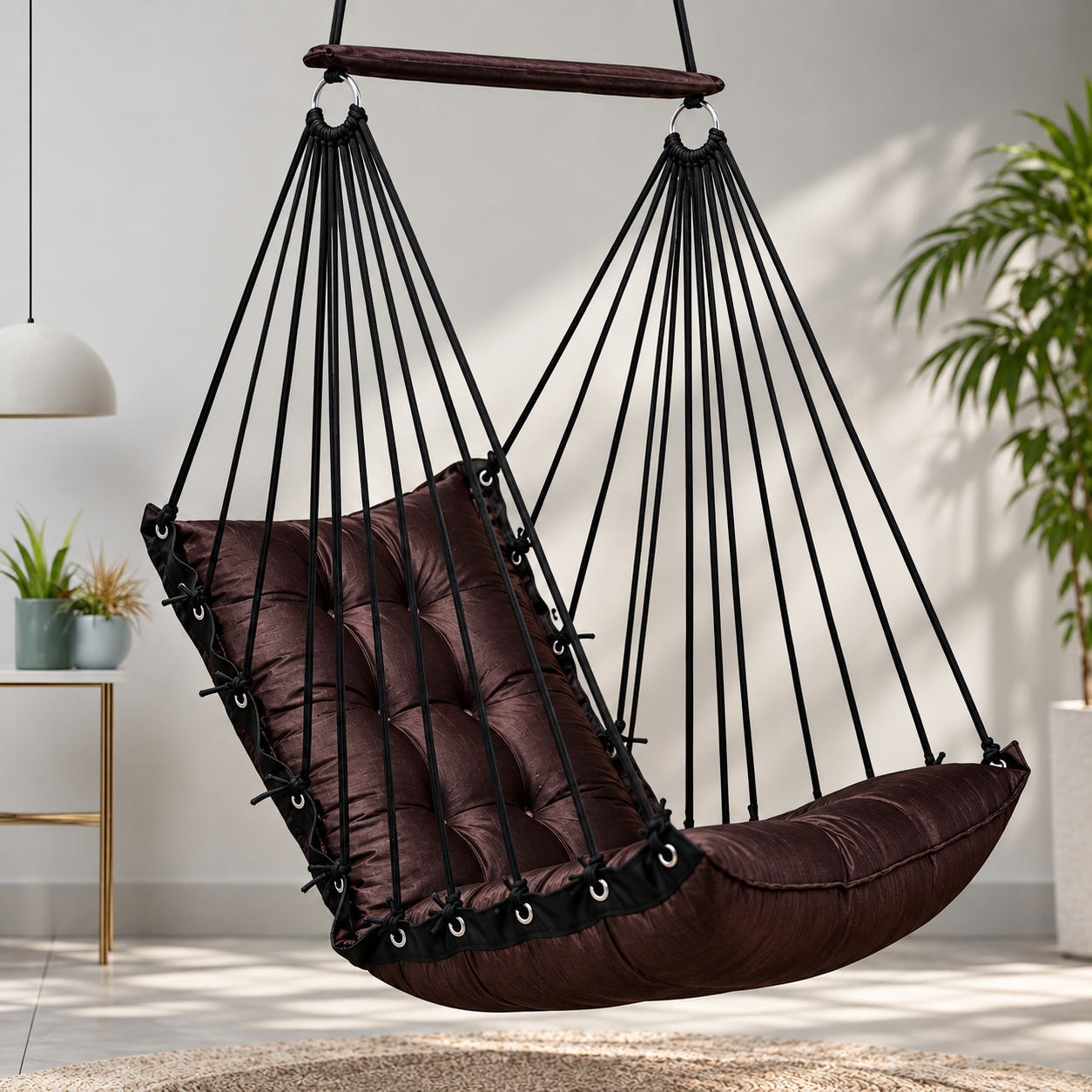 Dark Brown Hanging Swing Chair for Home