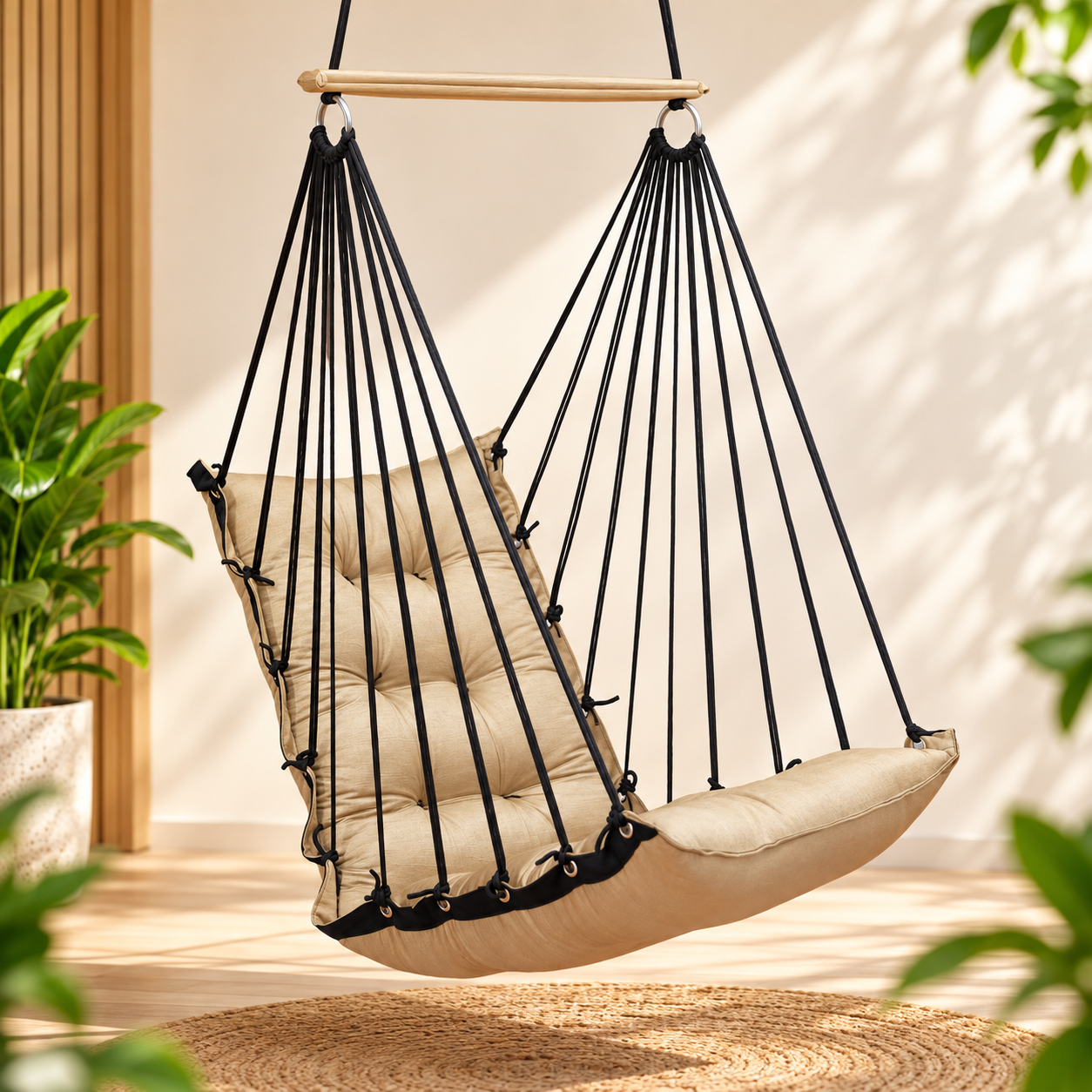 Beige Hanging Swing Chair for Home