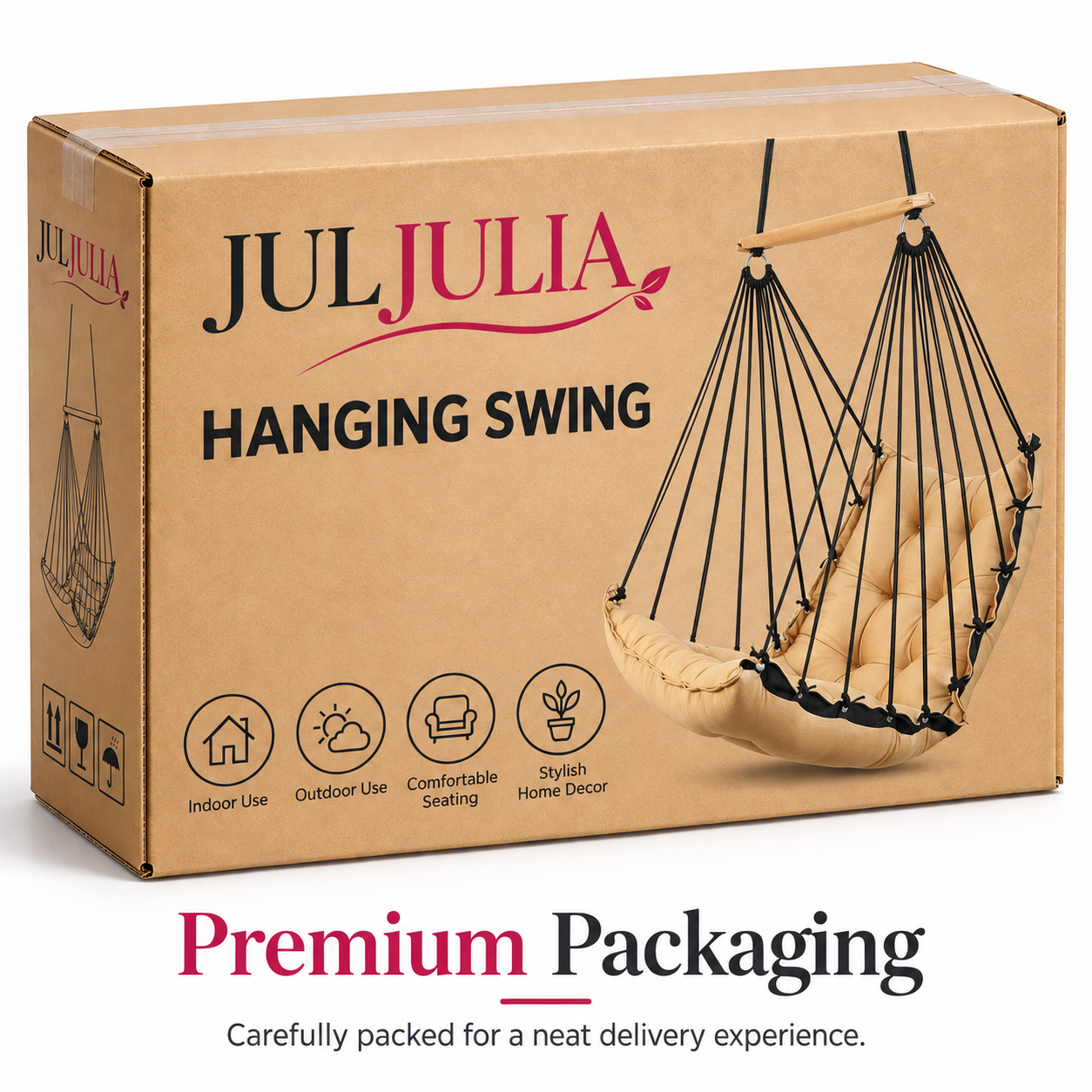 Beige Hanging Swing Chair for Home