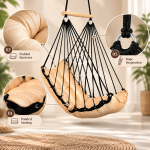 Light Beige Hanging Swing Chair for Home