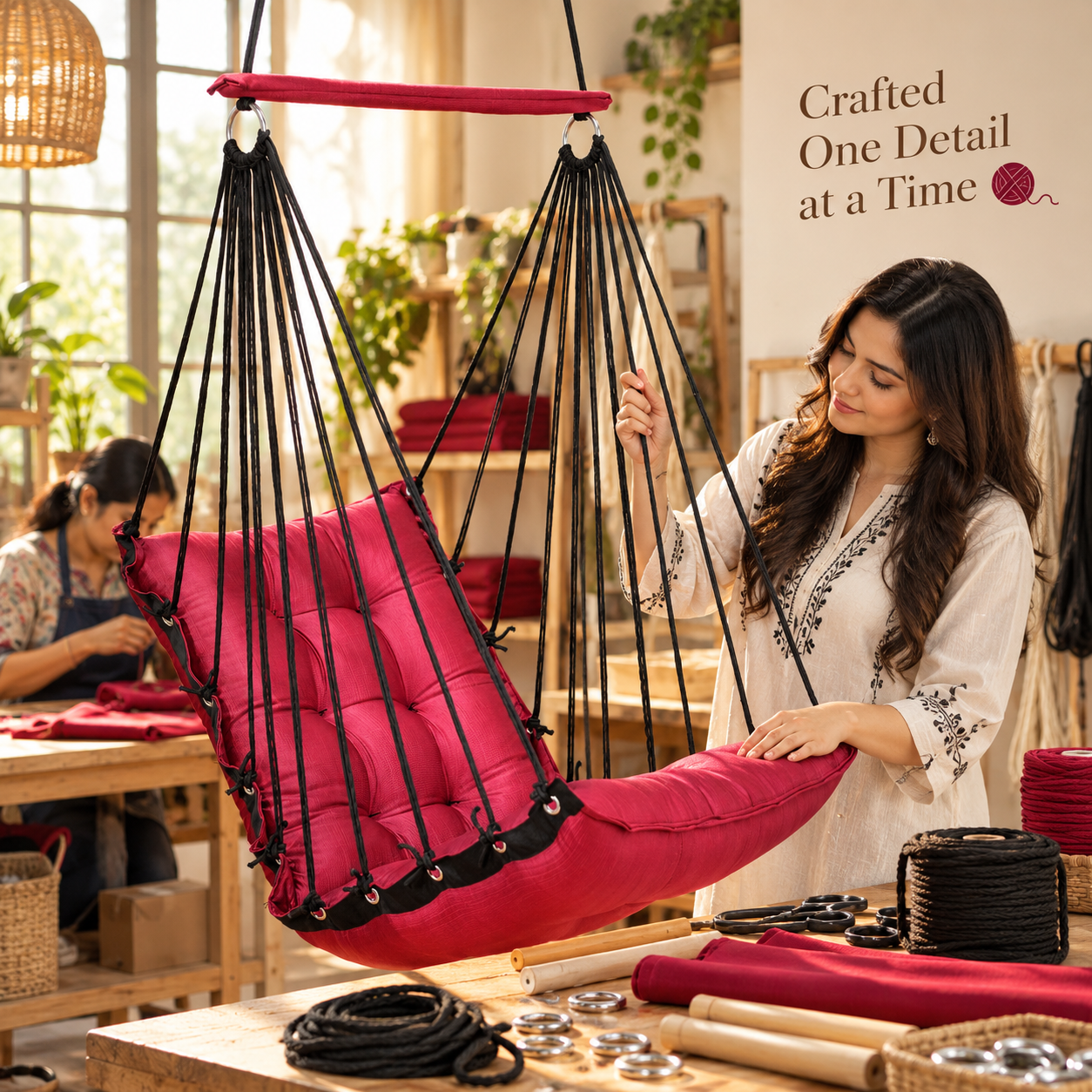 Red Hanging Swing Chair for Home