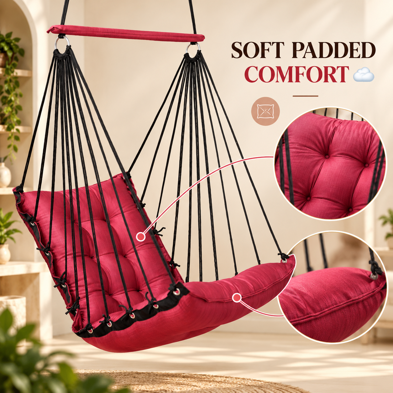 Red Hanging Swing Chair for Home