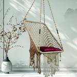 Handcrafted Macrame Hanging Swing Chair with Cushion