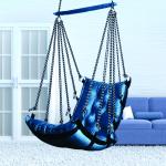 Premium Cotton Rope Hanging Swing Chair Blue Jula with Cushion