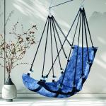 Premium Cotton Rope Hanging Swing Chair Blue Texture Jula with Cushion