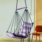 Cotton Rope Hanging Swing Chair with Soft Pink Cushion