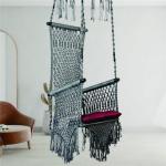 Macrame Cotton Rope Hanging Swing Chair with Cushion