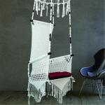 Macrame Hanging Swing White Jumar Shape Chair with Cushion Juljulia
