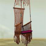 Macrame Hanging Swing Natural Brown Jumar Shape Chair with Cushion | Jula for Home & Balcony