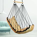 Cotton Rope Hanging Swing Chair with Beige Cushion | Indoor Hammock Swing for Home & Balcony