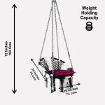 Premium Round Macrame Hanging Swing Chair with Plush Red Cushion