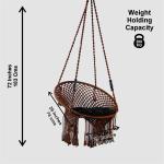 Premium Round Macrame Brown Hanging Swing Chair with Plush Cushion