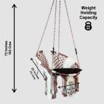 Handcrafted Brown & White Macrame Jula Round Shape Hanging Swing Chair with Cushion