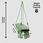 Handcrafted Green Macrame Round Jula Shape Hanging Swing Chair with Cushion