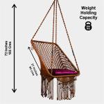 Brown Macrame Hanging Swing Chair with Cushion
