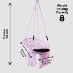 Handcrafted Pink Macrame Jula Hanging Swing Chair with Cushion