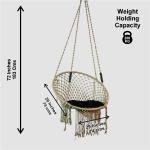 Handcrafted Beige Macrame Jula Hanging Swing Chair with Cushion