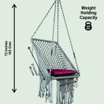 Grey Macrame Hanging Swing Chair with Cushion