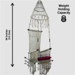 Handcrafted Macrame Hanging Swing Beige Jumar Shape Chair with Cushion | Jula for Indoor & Outdoor