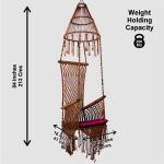 Macrame Hanging Swing Natural Brown Jumar Shape Chair with Cushion | Jula for Home & Balcony