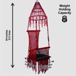 Red Macrame Hanging Swing Jumar Shape Chair with Cushion | Jula for Indoor & Outdoor
