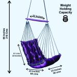 Premium Cotton Rope Hanging Swing Chair with Purple Cushion | Indoor Hammock Swing for Home & Balcony