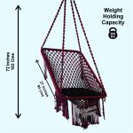 Maroon Macrame Hanging Swing Chair with Black Cushion