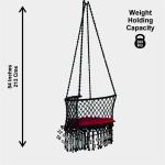 Black Macrame C-Shape Hanging Swing Chair with Cushion | Jula For Indoor & Outdoor | Kids & Adults Relaxation Swing