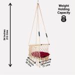 Handcrafted Peach Macrame C-Shape Hanging Swing Chair with Cushion