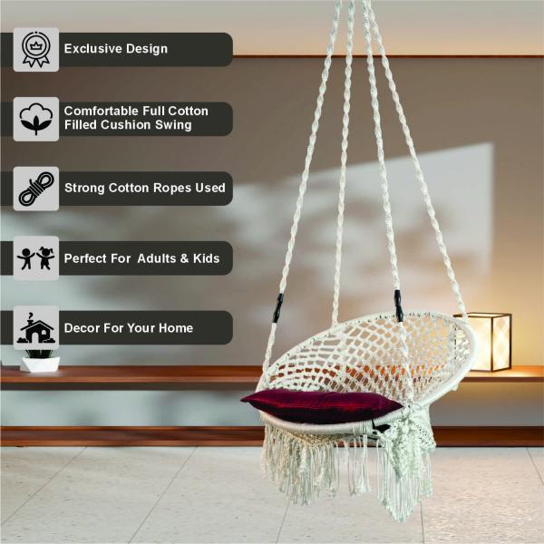 Handwoven Cotton Rope Round Hammock Chair