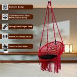 Handcrafted Red Macrame Round Hanging Swing Chair with Cushion