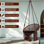 Premium Round Macrame Brown Hanging Swing Chair with Plush Cushion