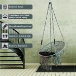 Handcrafted Grey Macrame Jula Hanging Swing Chair with Cushion