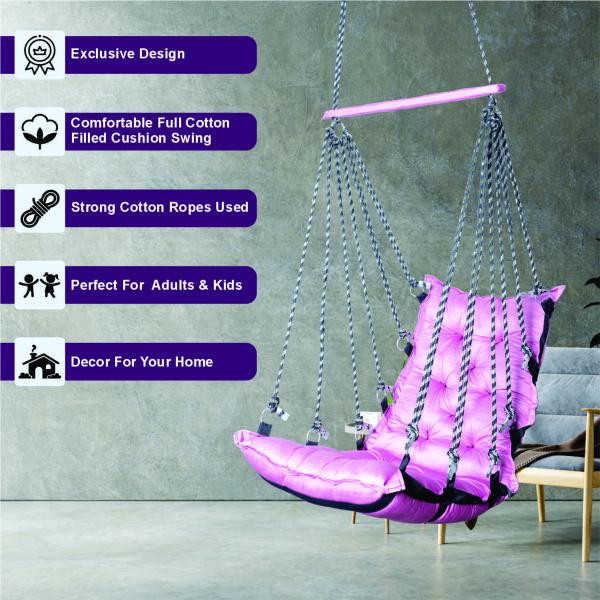 Handcrafted Cotton Rope Hanging Swing Chair Jula with Cushion