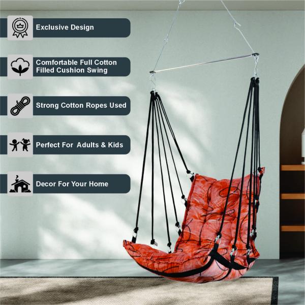Luxury Orange Velvet Hanging Swing Chair Jula with Cushion