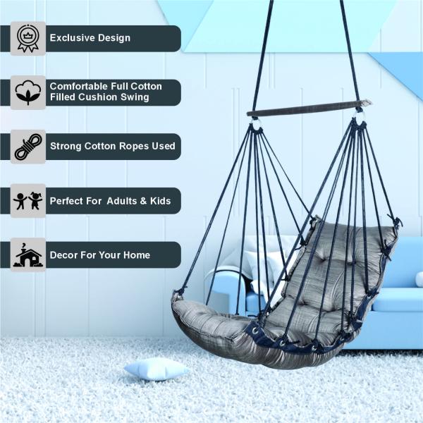 Modern Cotton Rope Hanging Swing Chair with Cushion