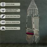 Handcrafted Macrame Hanging Swing Beige Jumar Shape Chair with Cushion | Jula for Indoor & Outdoor