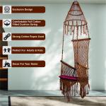 Macrame Hanging Swing Natural Brown Jumar Shape Chair with Cushion | Jula for Home & Balcony