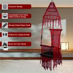 Red Macrame Hanging Swing Jumar Shape Chair with Cushion | Jula for Indoor & Outdoor