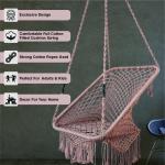 Rose Gold Macrame Hanging Swing Chair with Red Velvet Cushion