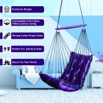 Premium Cotton Rope Hanging Swing Chair with Purple Cushion | Indoor Hammock Swing for Home & Balcony